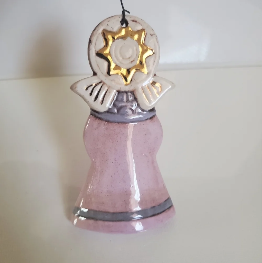 Vintage 1983 Ceramic Hand Painted Angel Ornament *Signed*